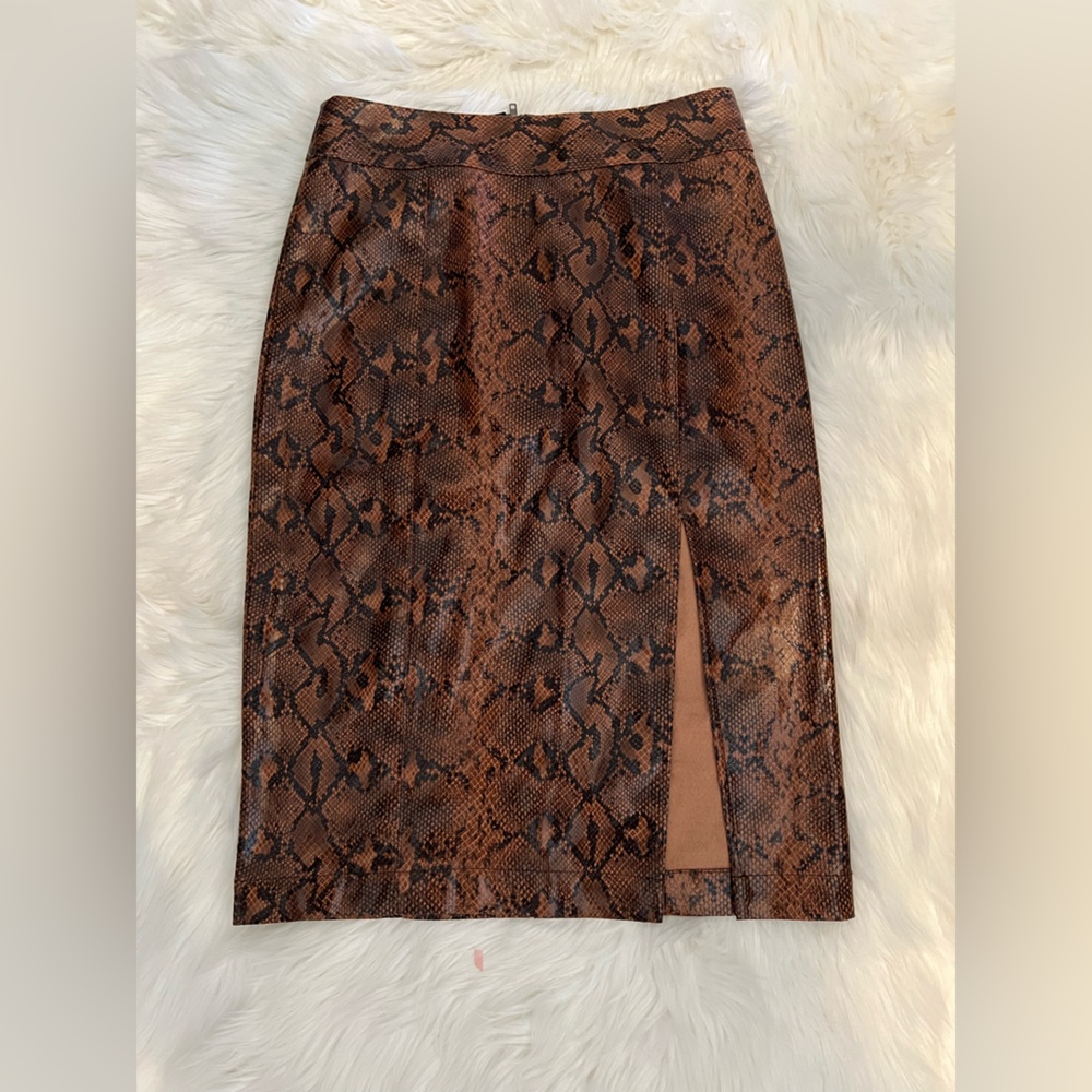 Brown Snake Print Skirt